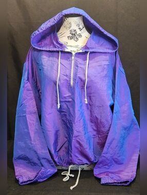 E.b.g.b. All American Metallic Purple Lightweight Hooded Jacket Large Vintage